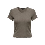 Top col rond manches courtes gris fonc lane
