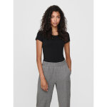 Top col rond manches courtes noir en coton