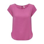 Top col rond manches courtes rose fonc agnes