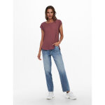 Top col rond manches courtes rouge esme