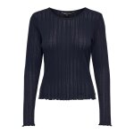 Top col rond manches longues bleu fonc en coton ines