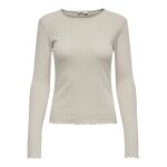 Top col rond manches longues gris clair en coton eva
