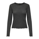 Top col rond manches longues gris fonc en coton cara