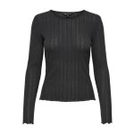 Top col rond manches longues noir en coton lise