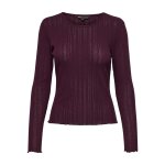 Top col rond manches longues violet fonc en coton elsie