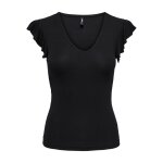 Top col rond mancherons noir en viscose opal