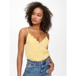 Top col rond sans manches beige jaune