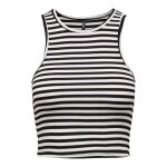 Top col rond sans manches noir en viscose isla