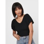 Top col en v manches courtes noir