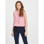 Top col en v sans manches rose