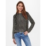 Top imprim� all over col haut manches longues bouton bleu