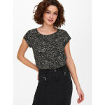 Top imprim all over col rond manches courtes fermeture clair noir isla