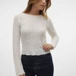 Top manches longues et col rond en polyester recycl shelby blanc zola