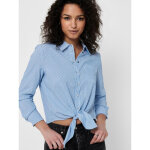 Top rayures col chemise manches longues blanc bleu Top rayures col chemise manches longues blanc bleu