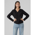 Top regular fit col en v manches longues longueur regular noir no�mie