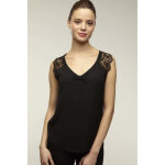Top sans manches bi - matire noir en coton