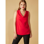 Top sans manches avec encolure drapée rouge Top sans manches avec encolure drapée rouge