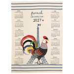 Torchon calendrier recycl� french cocorico 2027 ecru 50 x 70
