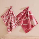 Torchons coton imprims rouge cerisier