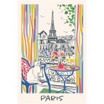 Torchon fentre sur paris ecru 48 x 72