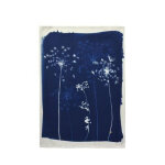 Torchon fleurs de carotte bleu 70 x 50