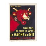 Torchon imprim en coton, bel et vache qui rit noir 50 x 75 cm