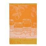 Torchon imprim en jacquard de coton abricots du verger - orange