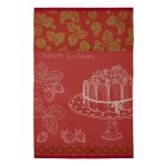 Torchon imprimé en jacquard de coton charlotte aux fraises Torchon imprimé en jacquard de coton charlotte aux fraises