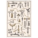 Torchon imprimé les tire - bouchons ecru 48 x 72 Torchon imprimé les tire - bouchons ecru 48 x 72