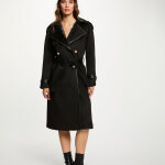 Trench ajust col tailleur noir femme