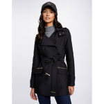 Trench cintr� ceintur� � capuche noir