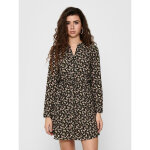 Tunique imprim all over col en v manches longues ceinture  la taille poignets boutonns noir lucy