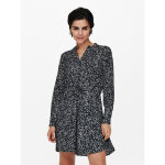 Tunique imprim all over col en v manches longues ceinture  la taille poignets boutonns noir meg