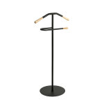 Valet en tube d'acier peint en noir par poudrage applications en bois massif naturel