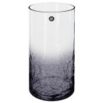 Vase cylindrique verre craquel fume h30