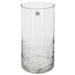 Vase cylindrique verre craquel transparent h30