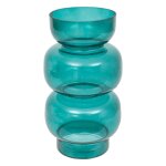 Vase en verre be vintage bleu canard