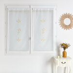 Vd paire voilage en etamine 60x120 brodee mimosa - jaune