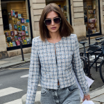 Veste boite en tweed multicolore