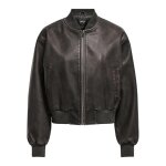 Veste bomber court col motard chocolat nea