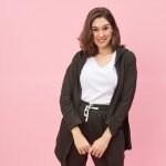 Veste  capuche manches longues bas en pointes devant grandes tailles femme - vert fonc