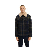 Veste  carreaux col sherpa - bleue