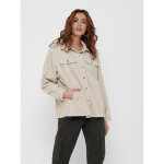 Veste - chemise longue col italien manches longues beige en coton Veste - chemise longue col italien manches longues beige en coton