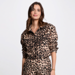 Veste courte matelass�e imprim� l�opard