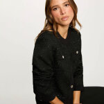 Veste courte en tweed ajuste noir