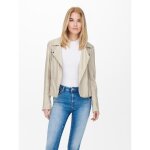 Veste en cuir synthtique court col  revers gris clair ines
