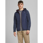 Veste hybride courte capuche manches longues bleu marine Veste hybride courte capuche manches longues bleu marine
