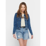 Veste en jean col italien manches longues bleu eve