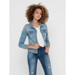 Veste en jean col italien manches longues bleu ivy