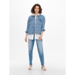 Veste en jean col en v manches longues poignets boutonns bleu